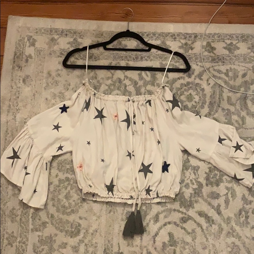 Off The Shoulder Star Patterned Top - image 1